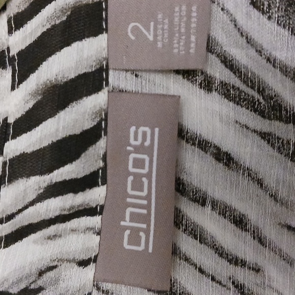 Chico's size 2 (large)women's lightweight jacket black and white zebra d… - Picture 11 of 14